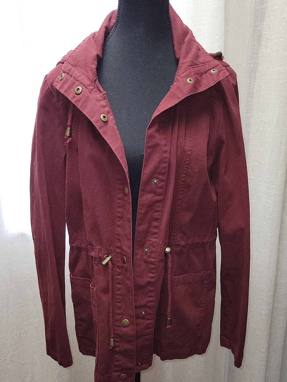 Forever 21 Wine Hooded Utility Jacket